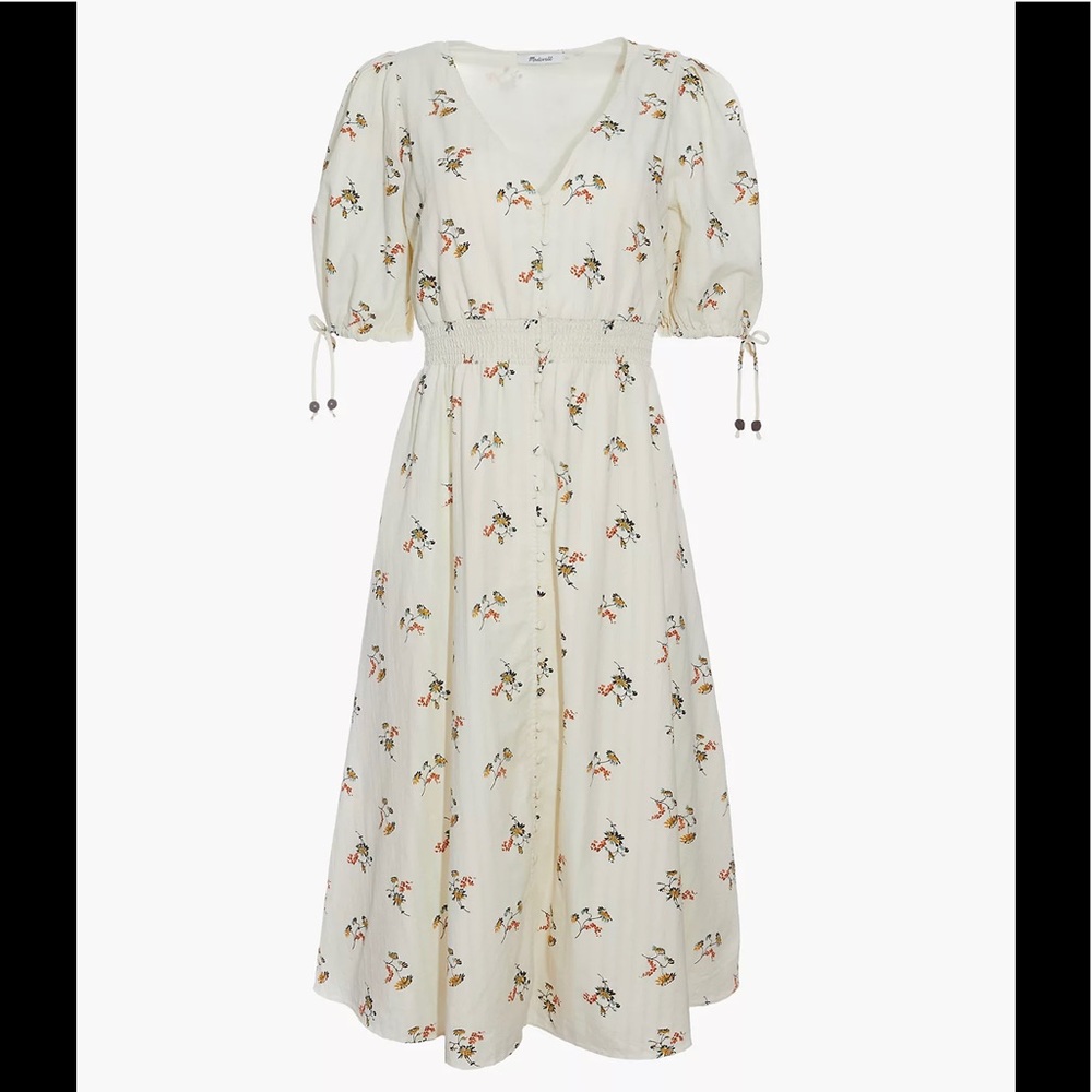 Madewell Cream Floral Midi Dress